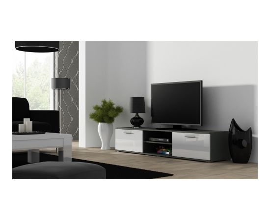 Cama Meble SOHO 4 set (RTV180 cabinet + 2x S1 cabinet + shelves) Grey/White glossy