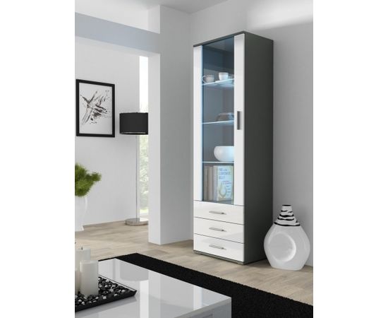 Cama Meble SOHO 4 set (RTV180 cabinet + 2x S1 cabinet + shelves) Grey/White glossy