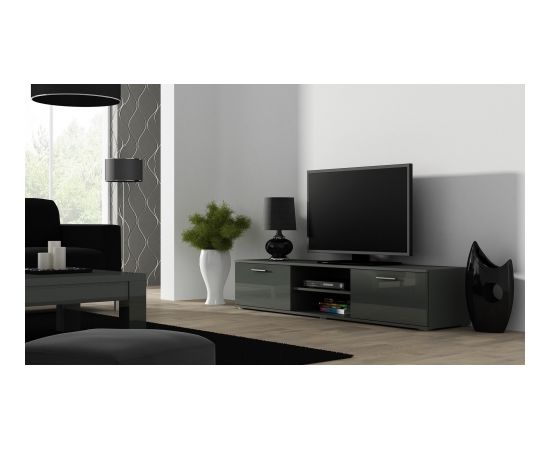 Cama Meble SOHO 4 set (RTV180 cabinet + 2x S1 cabinet + shelves) Gloss grey/grey