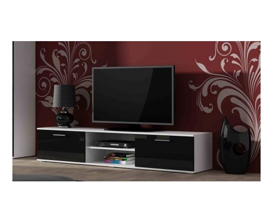 Cama Meble SOHO 4 set (RTV180 cabinet + 2x S1 cabinet + shelves) White/Black gloss