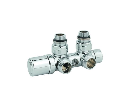 Carlo Poletti Rad. dubultbloks Twinvalve Thermo 1/2` x 24-19, 90°, hromēts (50mm)