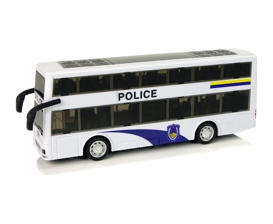 Divstāvu policijas autobuss, balts