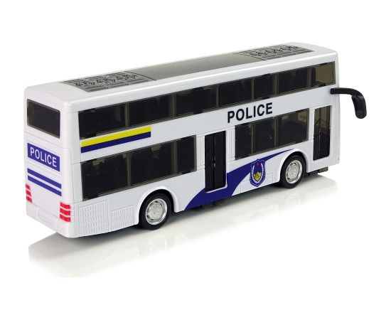 Divstāvu policijas autobuss, balts