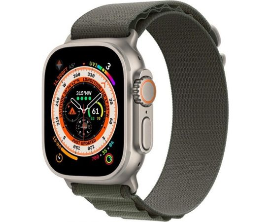 Apple Watch Ultra GPS + Cellular 49mm Titanium Case with Green Alpine Loop - Small