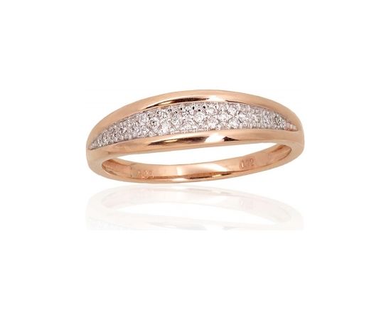Золотое кольцо #1101116(Au-R+PRh-W)_DI, Красное Золото	585°, родий (покрытие) , Бриллианты (0,12Ct), Размер: 18.5, 2.64 гр.