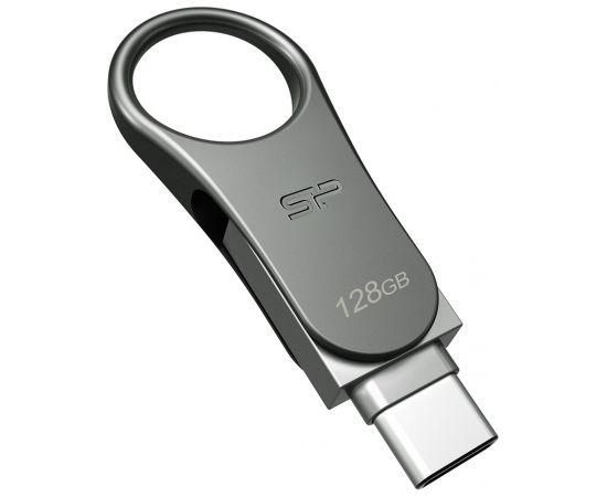 Silicon Power Mobile C80 USB flash drive 128 GB USB Type-A / USB Type-C 3.0 (3.1 Gen 1) Titanium