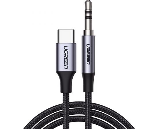 Ugreen stereo audio AUX cable 3,5 mm mini jack - USB Type C for smartphone 1 m black (CM450 20192)