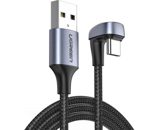 Ugreen Nylon Braided USB - USB Type C angled cable 1 m 3 A for players gamers gray (70313)