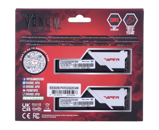 Memory Patriot DDR5 2X16GB VENOM 6200MHZ CL40