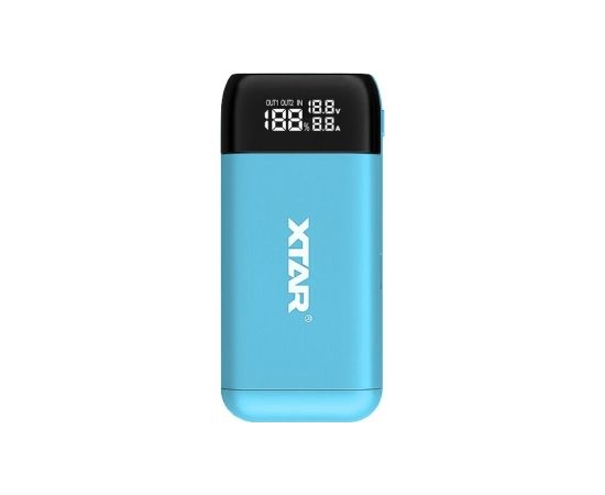 XTAR PB2S blue battery charger / power bank to Li-ion 18650 / 20700 / 21700