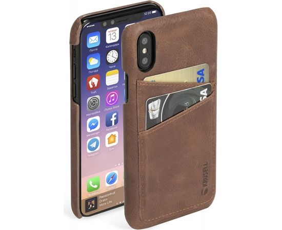 Krusell Sunne 2 Card Cover Apple iPhone X vintage cognac (61104)