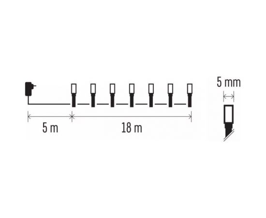 LED virtene,  230Vac, 18m, 180x LED, daudzkrāsaina ar kontrolieri, EMOS