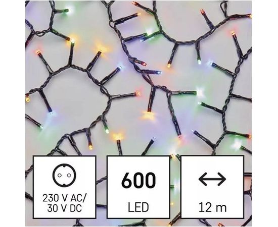 Светодиодная гирлянда, 230Vac, 12м, 600 x LED, многоцветная, таймер, EMOS