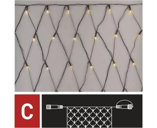 Светодиодная гирлянда, 30Vdc, 2x1,5m, 160 x LED, тёплый белый, без блока питания, EMOS