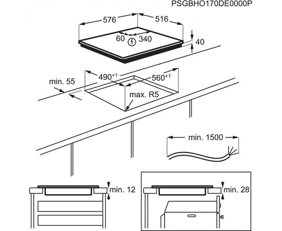 Electrolux EHF6346XOK Plīts virsma keramika 60cm