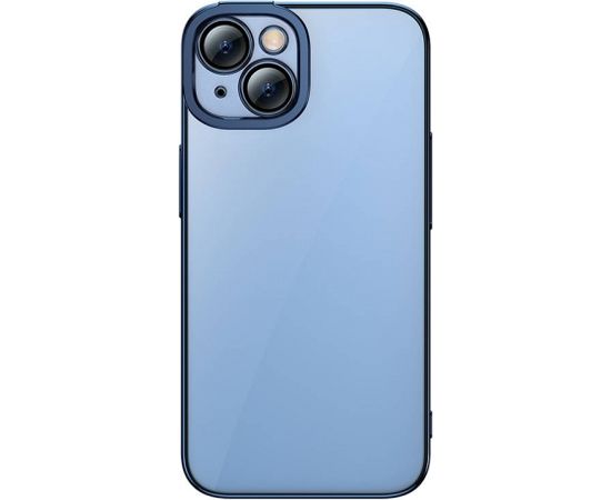 Baseus Glitter Transparent Case and Tempered Glass set for iPhone 14 (blue)