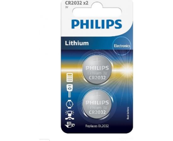 BATERIA PHILIPS CR2032P2/01B LITOWA BLISTER 2SZT CR2032P2/01B LITHIUM