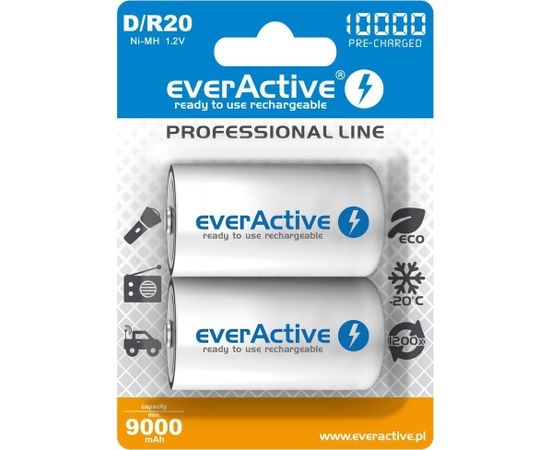 Rechargeable Batteries everActive R20/D Ni-MH 10000 mAh ready to use