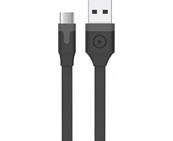 Flat Type-C Cable USB 2.0 2M 3A By Muvit Black