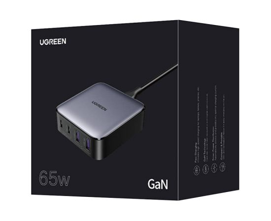 UGREEN CD327 Nexode charger, 2x USB-C, 2x USB-A, GaN, 65W (grey)