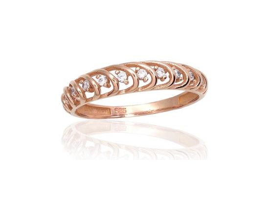 Золотое кольцо #1101002(Au-R)_CZ, Красное Золото 585°, Цирконы, Размер: 16.5, 1.31 гр.