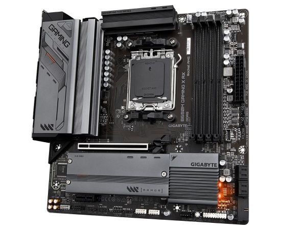 Gigabyte B650M GAMING X AX 1.1 M/B Processor family AMD, Processor socket AM5, DDR5 DIMM, Memory slots 4, Supported hard disk drive interfaces 	SATA, M.2, Number of SATA connectors 4, Chipset B650, Micro ATX