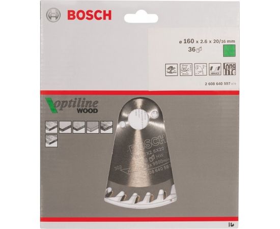 Bosch Circular Saw Blade Optiline 160x20/16