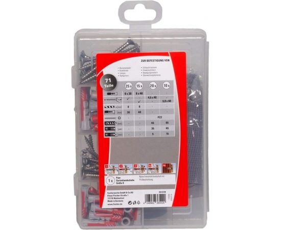 FISCHER practical helpers garden & house, dowels (light grey/red, 71 pieces)