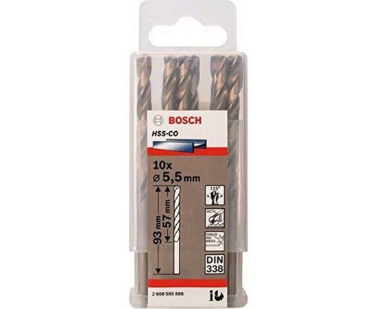 Bosch metal twist drill HSS-Co, DIN 338, 5.5mm (10 pieces, working length 57mm)