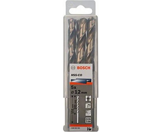 Bosch Metal twist drill HSS-Co, DIN 338,  12.0mm (5 pieces, working length 101mm)