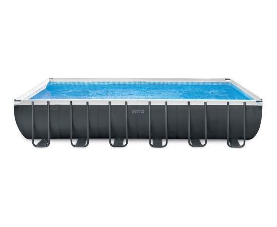 Intex Frame Pool Set Ultra Quadra XTR 732 x 366 x 132cm, swimming pool (dark grey/blue, sand filter system SF80220RC-2)