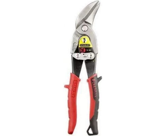 Stanley Tin Snips FatMax left-hand cutting, with throughfeed (black/red, 250mm)