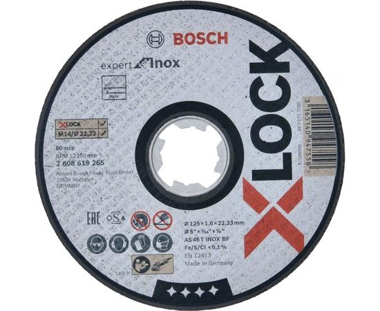 Bosch cutting disc X-LOCK Expert for Inox 125mm straight (125 x 1.6 x 22.23mm)