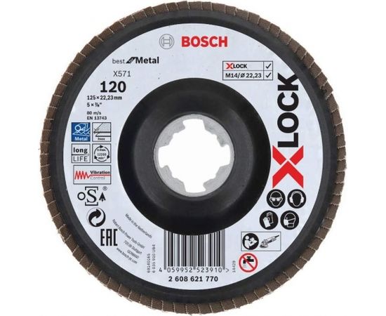 Bosch X-LOCK serrated lock washer X571 Best for Metal, O 125mm, grinding disc (K120, angled version)