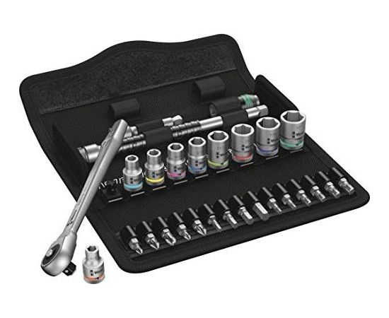 Wera 8100 SA 10 Zyklop Metal Ratchet Set - Push-through square, 1/4  drive, imperial