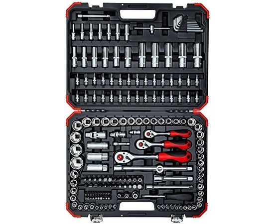 Gedore Red socket set, 1/4 "+ 3/8" + 1/2 ", 172 pieces (red / black, with 3 lever Ratchet)