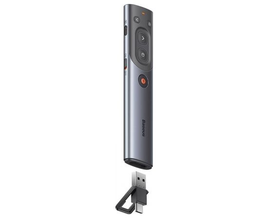 Baseus Orange Dot Multifunctional remote control for presentation, with a red laser pointer - gray