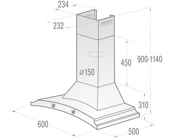 Gorenje Hood DK63MCLI Wall mounted, Energy efficiency class D, Width 60 cm, 621 m³/h, Mechanical control, LED, Ivory