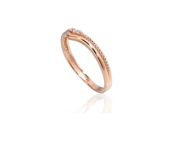 Золотое кольцо #1100987(Au-R)_CZ, Красное Золото 585°, Цирконы, Размер: 16, 1.19 гр.