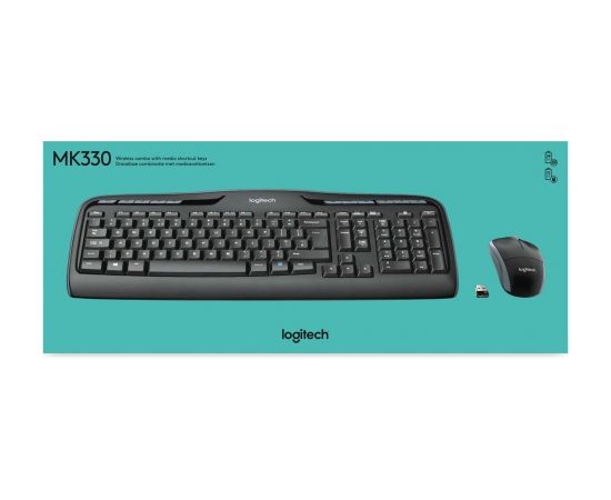 Logitech Wireless Combo MK330 keyboard Mouse included USB QWERTY US International Black