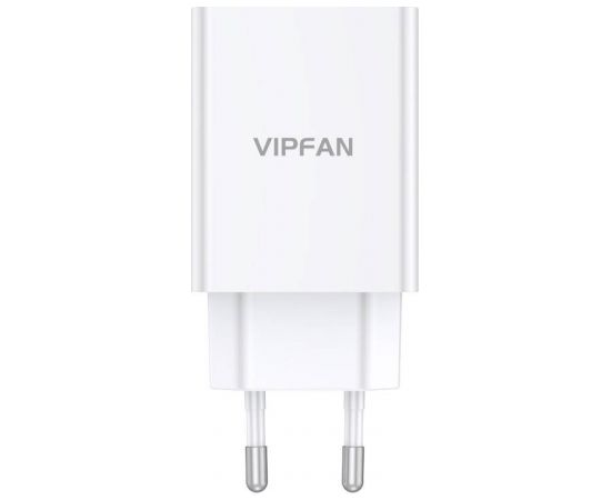 Vipfan E03 wall charger, 1x USB, 18W, QC 3.0 + USB-C cable (white)