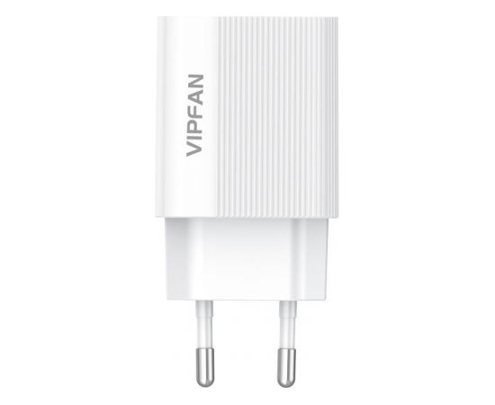 Vipfan E01 mains charger, 1x USB, 2.4A + Micro USB cable (white)