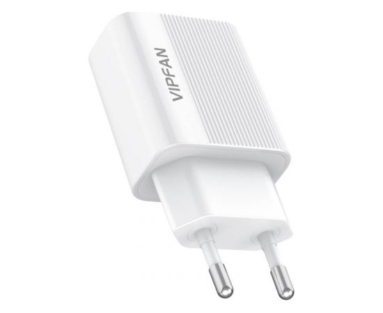 Vipfan E01 mains charger, 1x USB, 2.4A + Micro USB cable (white)