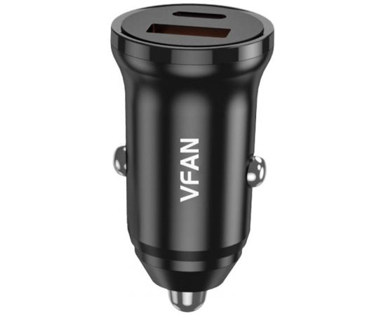 Vipfan C03 car charger, USB + USB-C, 20W, PD + QC 3.0 (black)