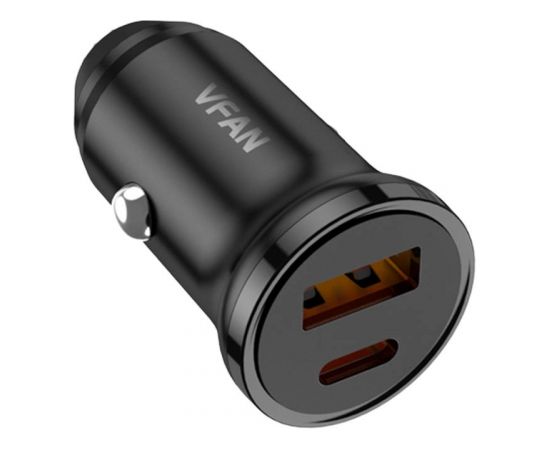 Vipfan C03 car charger, USB + USB-C, 20W, PD + QC 3.0 (black)