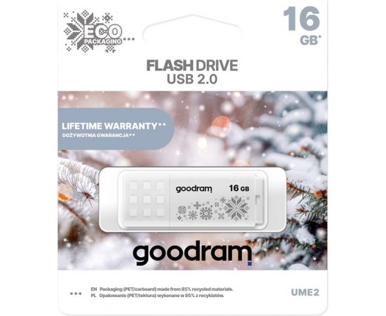 GOODRAM FLASHDRIVE 16GB UME2-WINTER WHITE USB 2.0