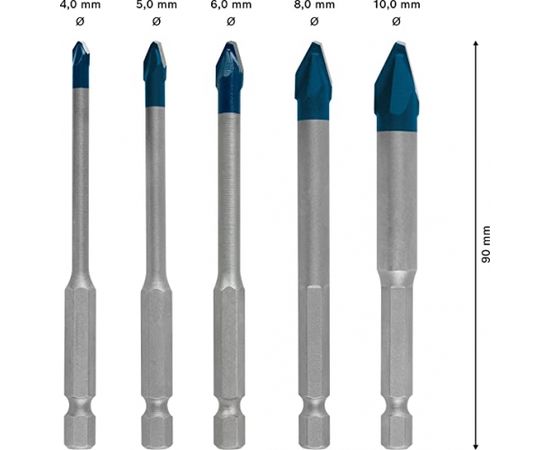 Bosch Expert HEX-9 HardCeramic drill set, 5 pieces ( 4 / 5 / 6 / 8 / 10mm)