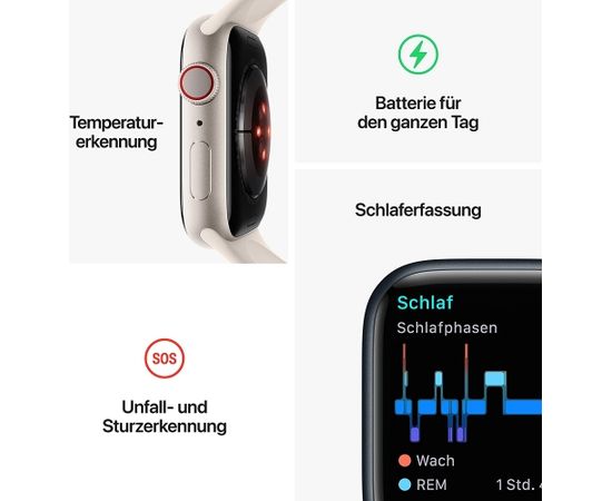 Apple Watch Series 8 Smartwatch (midnight, 45mm, Aluminium, Sport Band) MNK43FD/A