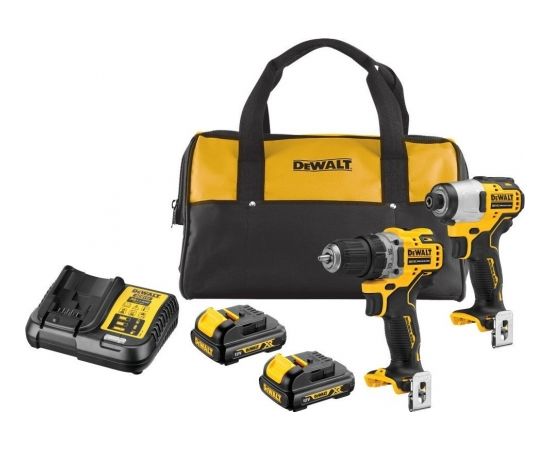 Instrumentu komplekts DeWalt DCK2110C2-QW (DCD701 + DCF801); 12 V; 2x1,3 Ah akum.