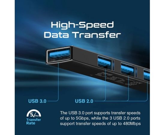 PROMATE LiteHub-4 USB-C Hub 3x USB 2.0 / 1x USB 3.0